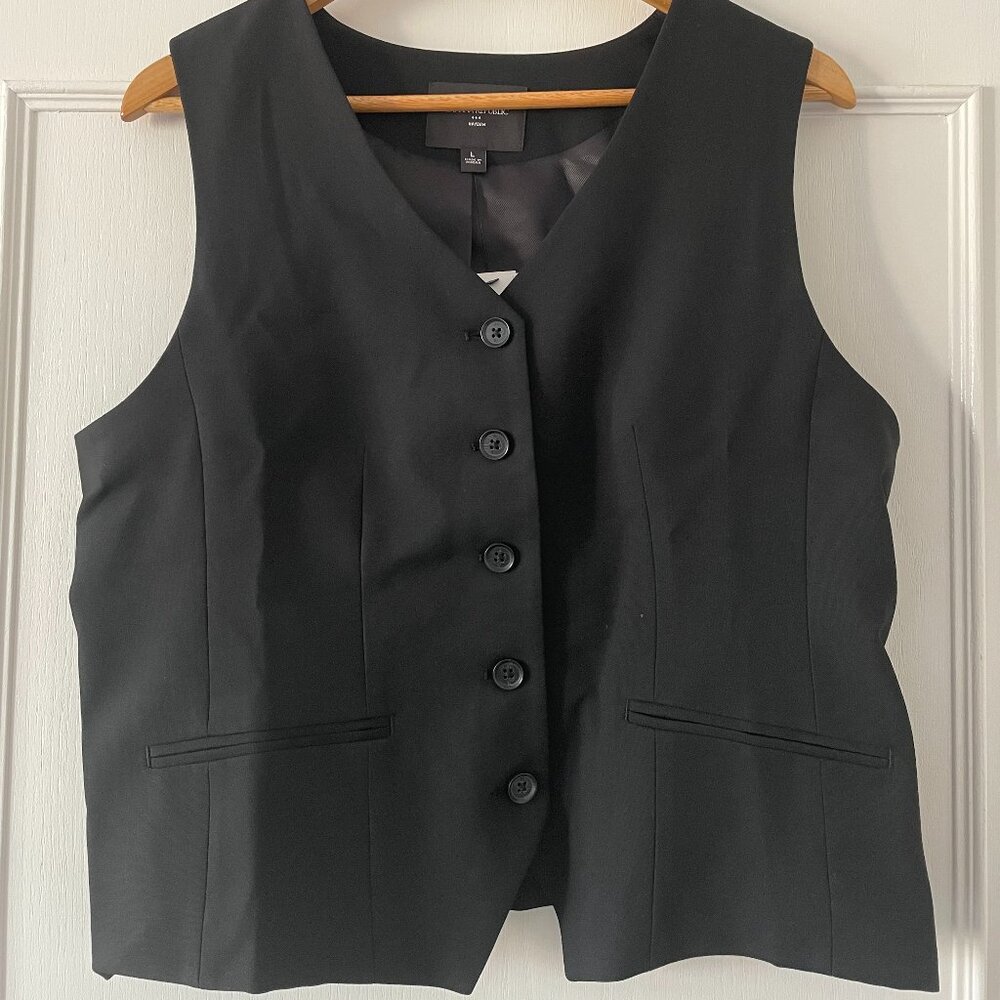 Banana Republic Factory Women's Black Hayden Linen Vest